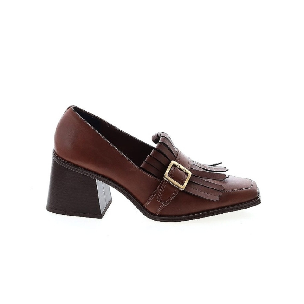 Vince Camuto Brown Leather Block Heel Loafers
